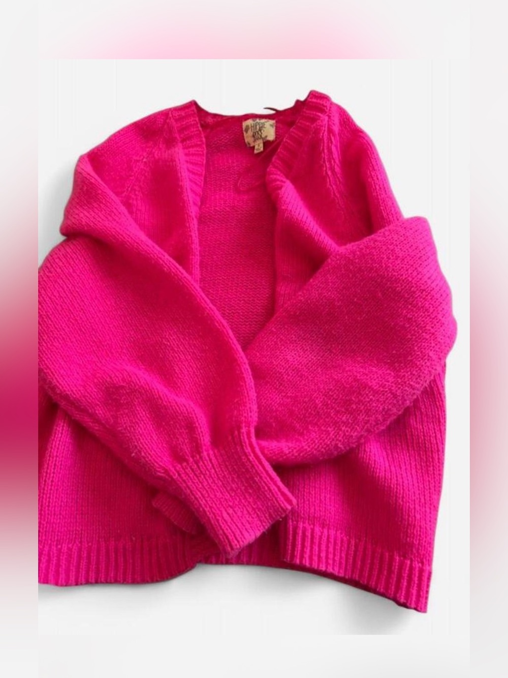 Hippie Rose Bright Hot Pink Open-Front Cardigan